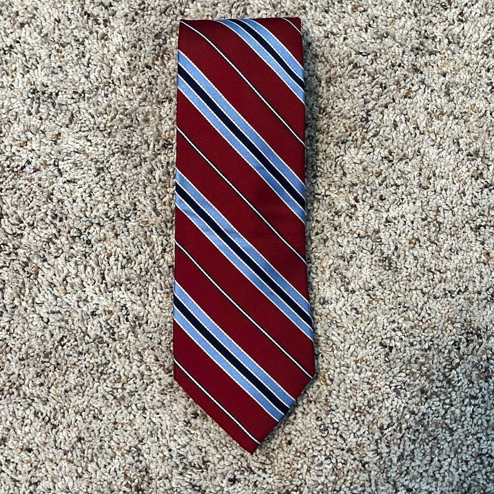 Chaps Red White Blue Striped Silk Necktie‎